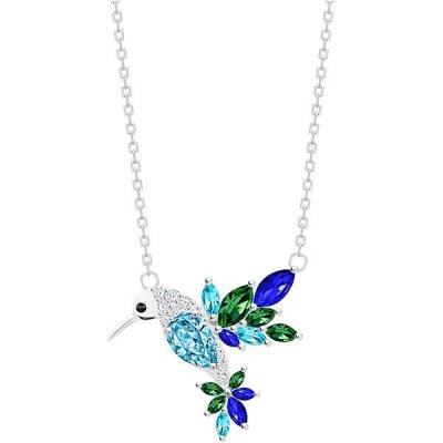 Preciosa Stříbrný náhrdelník Gentle Gem, kolibřík s kubickou zirkonií Preciosa, modrozelený – Zboží Mobilmania