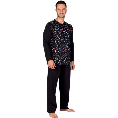 Evona 901 pánské pyžamo dlouhé černé – Zboží Mobilmania