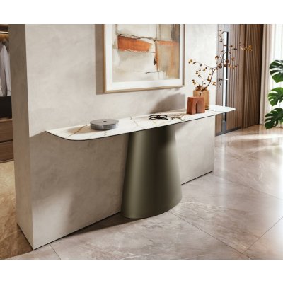 Delife Edge oválný tvar 180×40 cm keramika Calacatta Luxe bílá zlatá šedá Estelo kov titanová barva – Hledejceny.cz