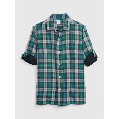 GAP dětská kostkovaná košile šedá tyrkysová – Zboží Dáma