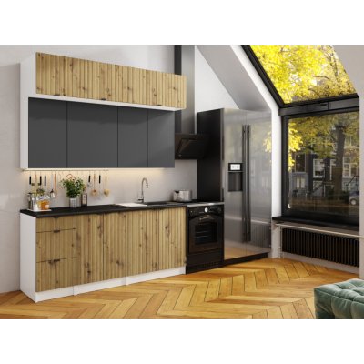 FRONTI Kuchyňská linka WALOS 180 cm Dub artisan/Grafit – Zboží Dáma