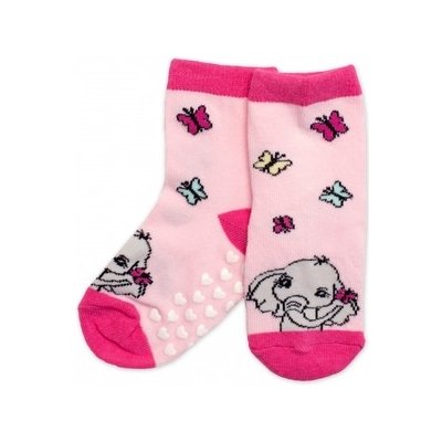 Dětské ponožky s ABS Slůně růžové – Zboží Dáma