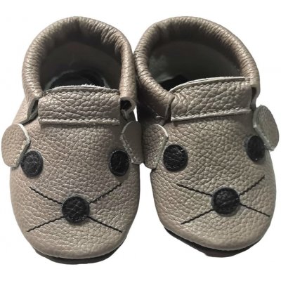 Ebooba kožené capáčky s koženou podrážkou myš šedá – Zboží Dáma