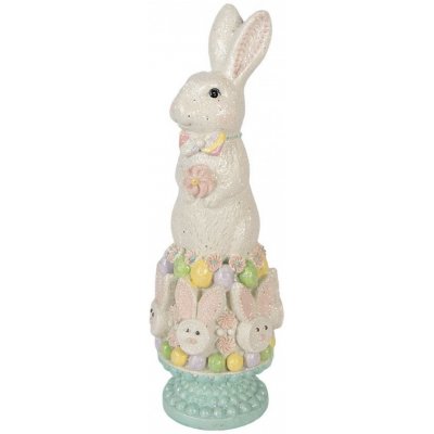 Clayre & Eef Dekorace králík na podstavci se třpytkami 12*11*34 cm – Hledejceny.cz