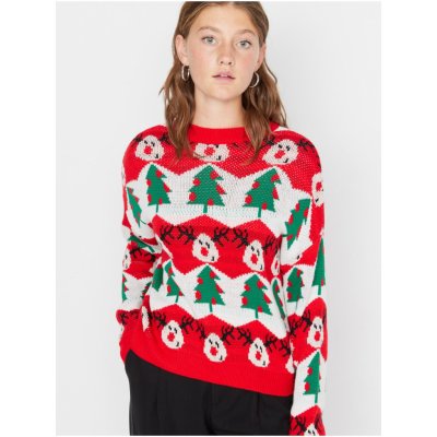 Trendyol dámský svetr s vánočním motivem Bílo červený