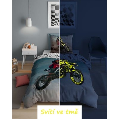Detexpol Povlečení Motokros skok svítící Bavlna 140x200 70x80 – Sleviste.cz