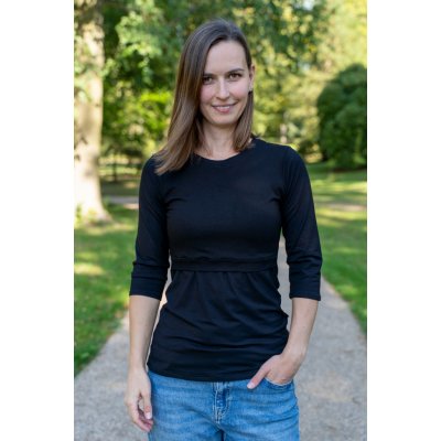 Jsem máma bambusové kojicí tričko s 3/4 rukávem černé – Zboží Dáma