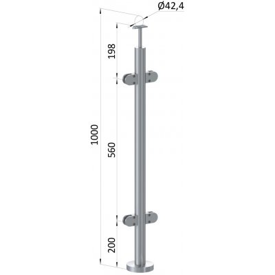 Nerezový sloup, vrchní kotvení, výplň: sklo, průchozí – Zbozi.Blesk.cz