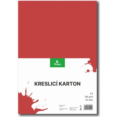 karton kreslící A3 180 g barevný 50 listů červený – Zbozi.Blesk.cz
