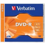 Verbatim DVD-R 4,7GB 16x, jewe, 1ks (DVRVE0063) – Sleviste.cz