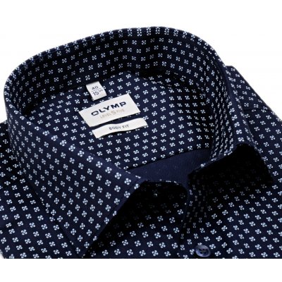 Olymp Level Five košile s modro-bílým vzorem krátký rukáv tmavě modrá – Zbozi.Blesk.cz