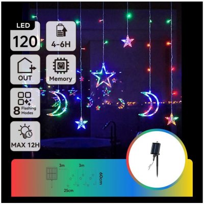 Aigostar LED RGBY Solární vánoční řetěz 120xLED/8 funkcí 3x0,6m 500 mAh IP65 B10201S6T – Hledejceny.cz