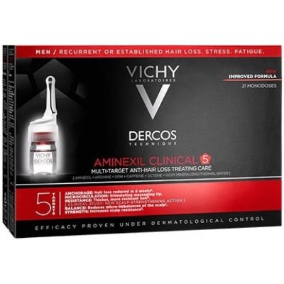 Multiúčelová kúra proti vypadávání vlasů pro muže Dercos Aminexil Clinical 5 Vichy - 21 x 6 ml – Hledejceny.cz