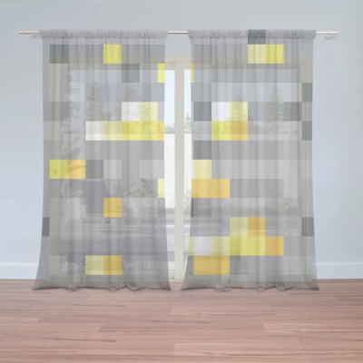 Sablio Záclony Blocks 2: 2ks 150x250cm – Zboží Mobilmania