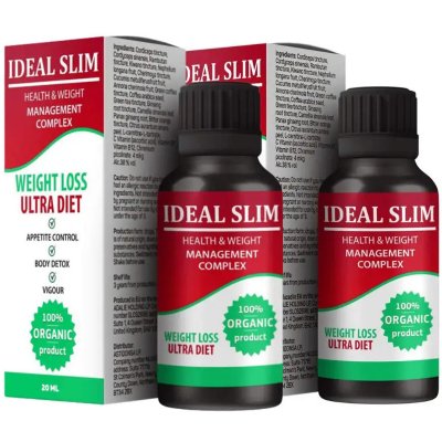 IDEAL SLIM Kapky na hubnutí Spalovač tuků a na hubnutí Zlepšení metabolismu pro muže a ženy SET 2 x 20 ml