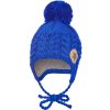 Dětská čepice Little Angel Čepice pletená zavazovací copánky LA Outlast modrá
