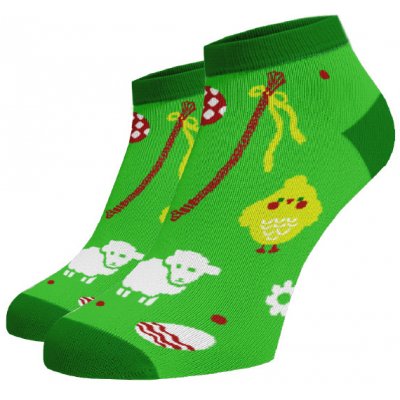 Veselé kotníkové velikonoční ponožky pro koledníky Bavlna Zelená – Zboží Mobilmania