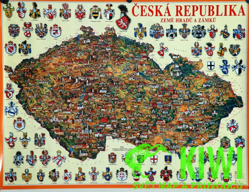 mapa hradů a zámků nástěnná mapa ČR hradů a zámků   panorama, 89,5x68 cm alternativy  mapa hradů a zámků