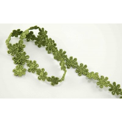 Vzdušná krajka kytička - khaki - šířka 1,3 cm – Zboží Dáma