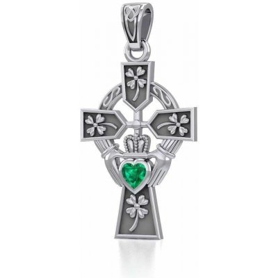 Fantasy Šperky Stříbrný přívěsek Claddagh keltský kříž se čtyřlístkem P3433 – Sleviste.cz
