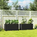 Outsunny Sada 2 vyvýšených záhonů 120x60x60 cm | tmavě šedá – Hledejceny.cz