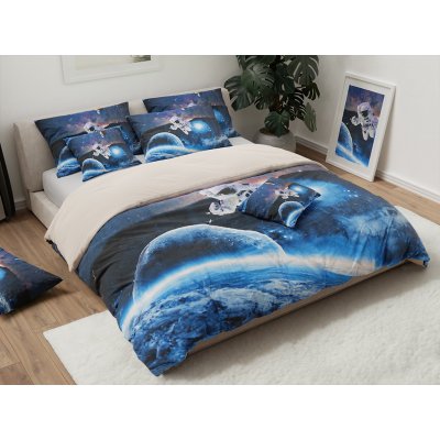 Textilomanie 3D povlečení ASTRONAUT modré mikrovlákno 135 g/m2 40x40 140x200 70x90 – Zboží Mobilmania