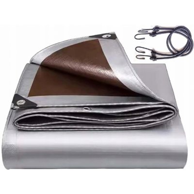 ShopJK krycí plachta STŘÍBRNO HNĚDÁ 4X8 M 210G/M2 – Zboží Dáma