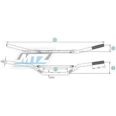 Řidítka s hrazdou (průměr 22mm) MTZ - černé 23Ř-691-602 | Zboží Auto