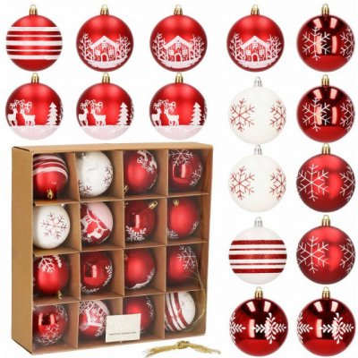 SPRINGOS Vánoční baňky bílo-červené mix 8cm sada 16ks CA0872-XG – Zboží Dáma
