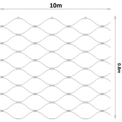 Nerezová lanková síť, 0,8x10 m (šxd), oko 60x104 mm, průměr lanka 2 mm, AISI316 – Zboží Mobilmania