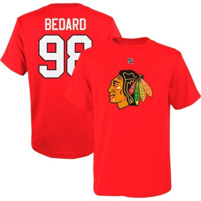 Outerstuff dětské tričko Connor Bedard #98 Chicago Blackhawks Player Name & Number Red