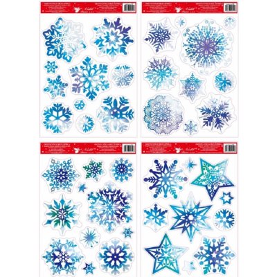 Anděl fólie 211 vločky a hvězdy modré s glitry 38x30 cm – Hledejceny.cz