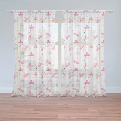 Sablio Záclony Růžové dudlíky: 2ks 150x250cm – Hledejceny.cz