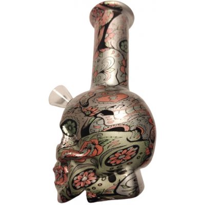 Black Leaf Skleněný mini bong lebka 15 cm Floral – Hledejceny.cz