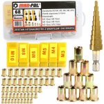 MAR-POL Nýtovací matice, nýtovací trny M3 - M10, se stupňovitým vrtákem, sada 68 ks M66545 – Sleviste.cz