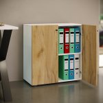 VCM Kancelářská skříň Lona L s otočnými dvířky, bílá – Hledejceny.cz