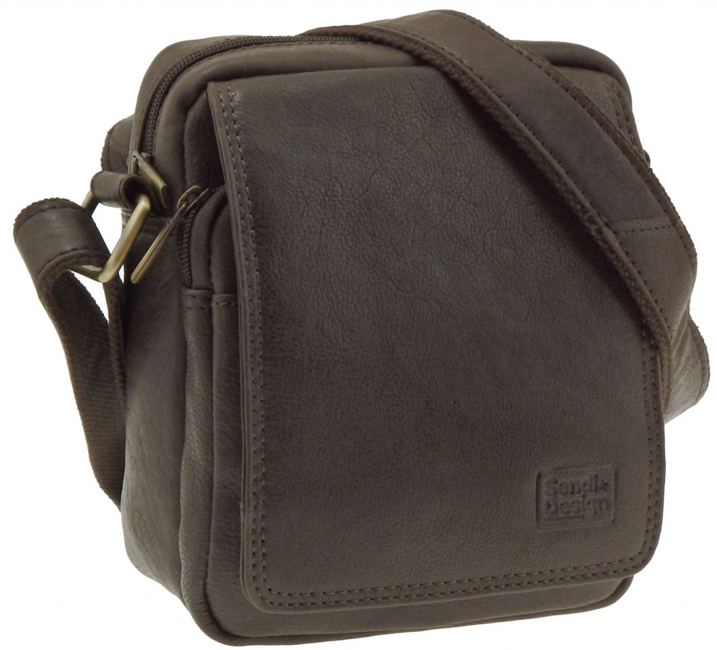 Sendi Design pánská kožená taška přes rameno Hnědá