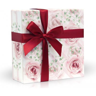 Selllot Belgické lanýže kakao a champagne v dárkové krabičce s mašlí (růžové růže) 500 g – Sleviste.cz