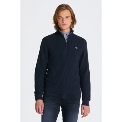 Gant Cotton Texture Halfzip modrá – Zboží Dáma