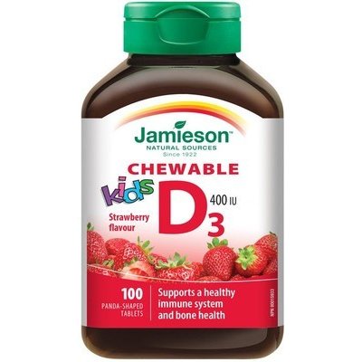 Jamieson Vitamín D3 Kids jahoda—100 cucacích tablet