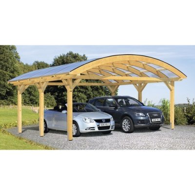 SKAN HOLZ Přístřešek na auto obloukový dvojitý 635 x 541 cm přírodní – HobbyKompas.cz