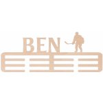 ČistéDřevo Dřevěný věšák na medaile hokej Zvolte Muž – HobbyKompas.cz