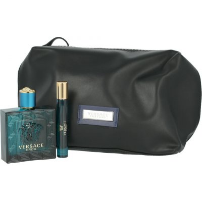 Versace Eros pro muže EDT 100 ml + EDT 10 ml + kosmetická taška dárková sada – Zboží Mobilmania