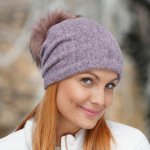 Krumlovanka dámská čepice s bambulí W-0004/628M šeříková melange – Hledejceny.cz