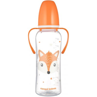 Canpol Babies láhev úzkohrdlá s úchyty Cute Animals oranžová 250ml – Zboží Dáma