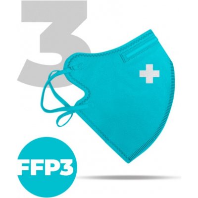 Nanolab bezpečný nanorespirátor FFP3 modrý medi logo křížek 3 ks – Hledejceny.cz