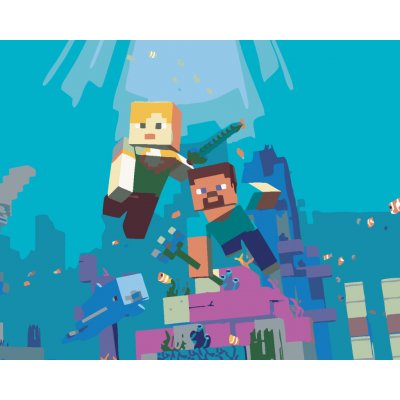 ZUTY Malování podle čísel MINECRAFT POD VODOU 40 x 50 cm – Sleviste.cz