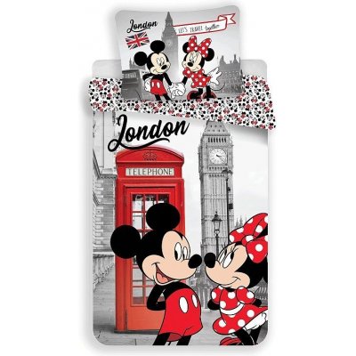 Jerry Fabrics Povlečení Mickey a Minnie Londýn Telephone 140x200 70x90 – Zboží Mobilmania