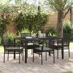 OMAXI 890771 Zahradní jídelní souprava 5 pcs Černá Poly ratan – Hledejceny.cz