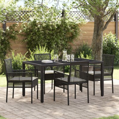 OMAXI 890771 Zahradní jídelní souprava 5 pcs Černá Poly ratan – Hledejceny.cz